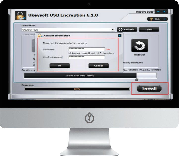 Launch usb encryption step 3