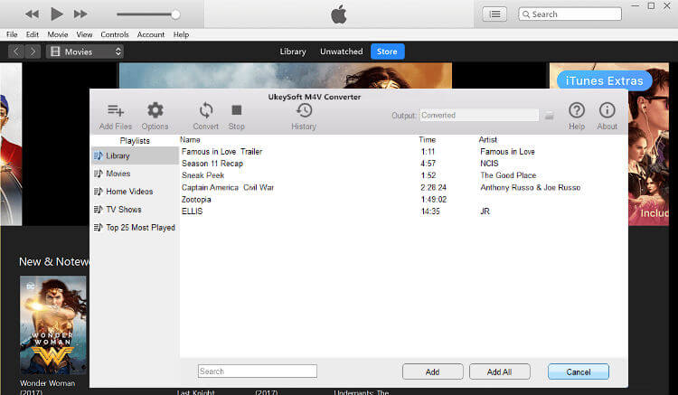 Add iTunes M4V vieos