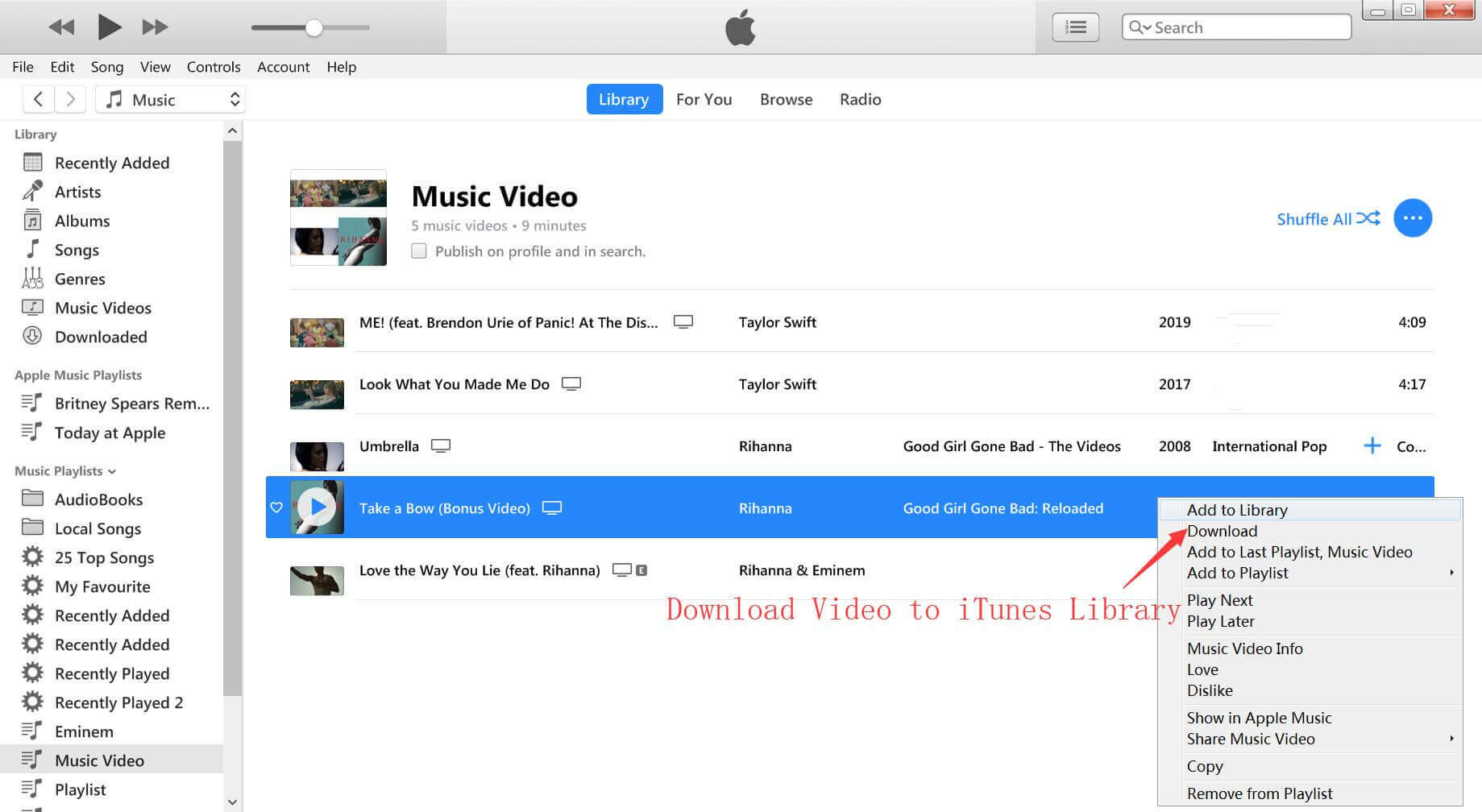download itunes videos to library