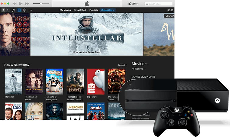 play iTunes movies on Xbox one, Xbox 360