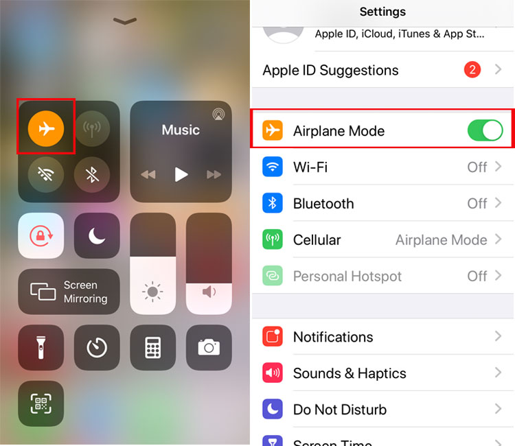 set iphone to airplane mode