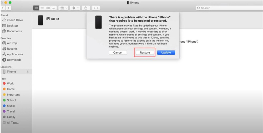 restore iphone in itunes
