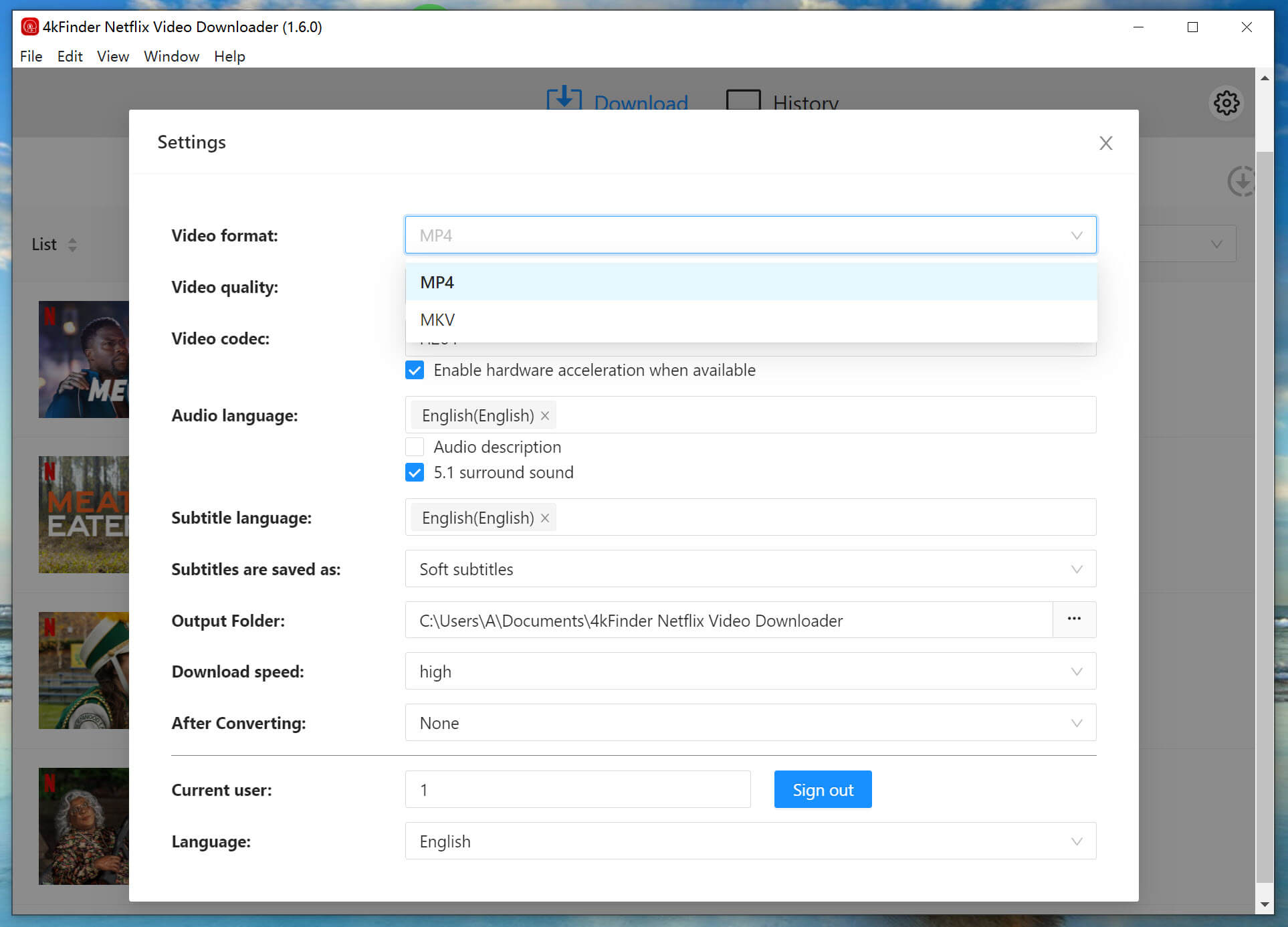 output setting