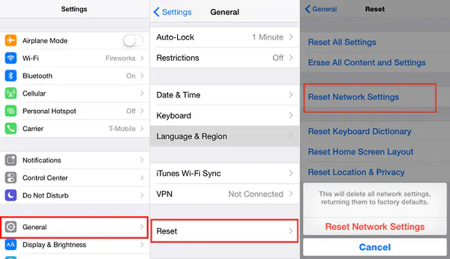 Reset Network Settings on iphone