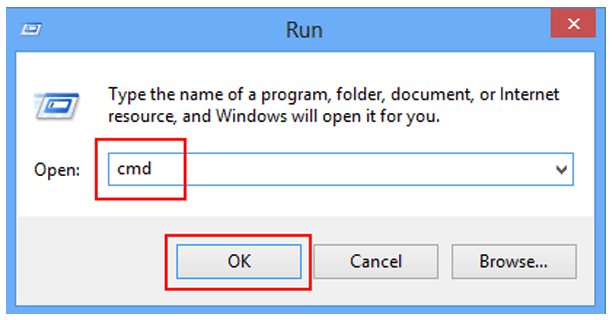 enter cmd to Run window