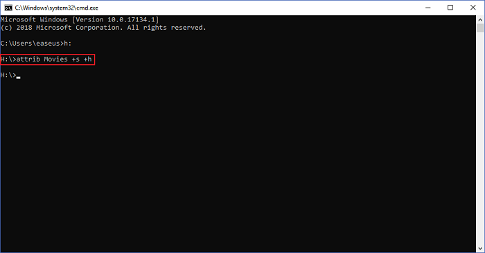 hide folder on usb via cmd