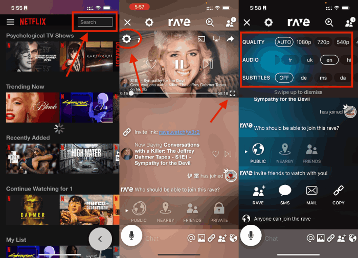 adjust netflix quality on rave app