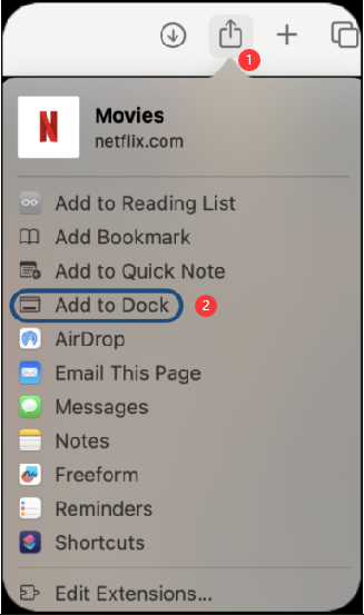 add Netflix to dock on Mac